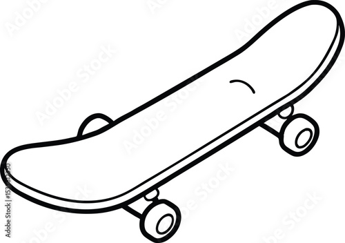 Skateboard line art silhouette vector illustration