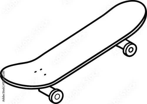 Skateboard line art silhouette vector illustration