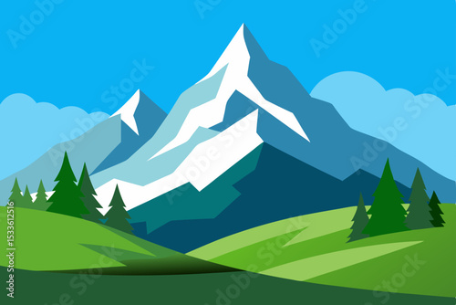 Majestic Mountain Peaks A Serene Landscape Illustration