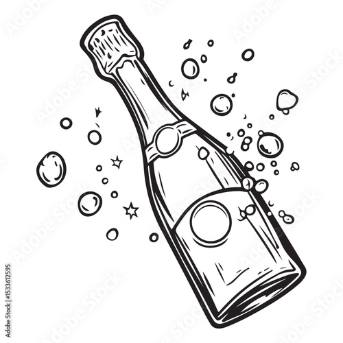 champagne bottle silhouette, champagneb bottle vector, Bottle Illustration Graphic Design Element for Celebration