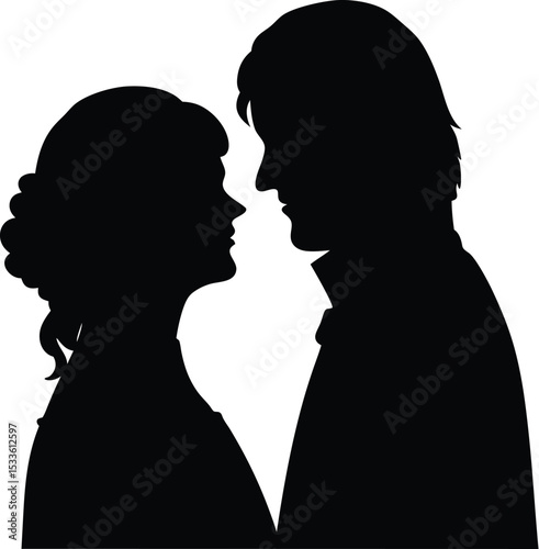 couple silhouette, romantic pair, vector illustration







