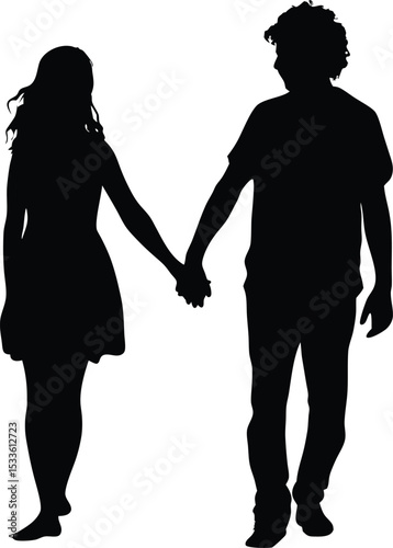 couple silhouette, romantic pair, vector illustration







