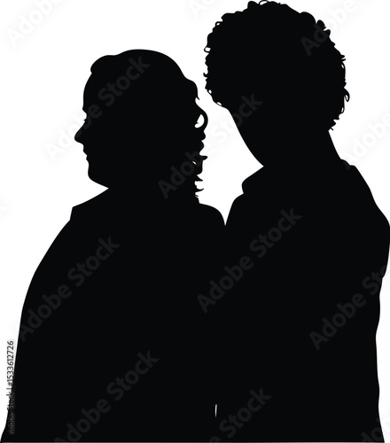 couple silhouette, romantic pair, vector illustration







