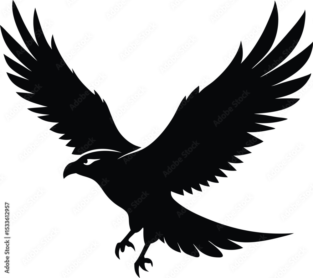 Obraz premium Osprey bird fly silhouette, A Powerful Hawk Osprey Silhouette vector illustration