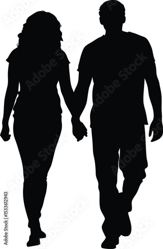 couple silhouette, romantic pair, vector illustration







