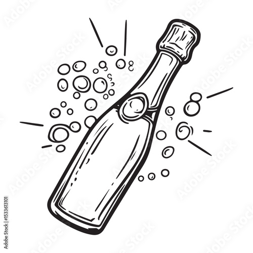 champagne bottle silhouette, champagneb bottle vector, Bottle Illustration Graphic Design Element for Celebration