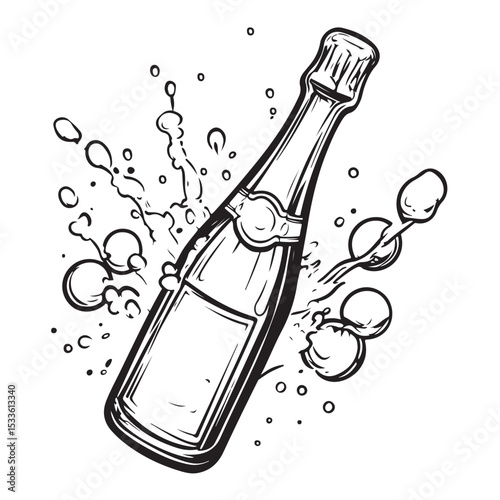 champagne bottle silhouette, champagneb bottle vector, Bottle Illustration Graphic Design Element for Celebration