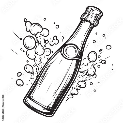 champagne bottle silhouette, champagneb bottle vector, Bottle Illustration Graphic Design Element for Celebration