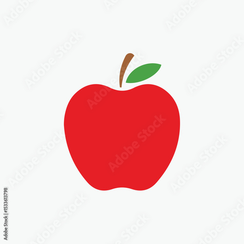 Fuji apple fruit with leaf flat vector icon for food apps and websites