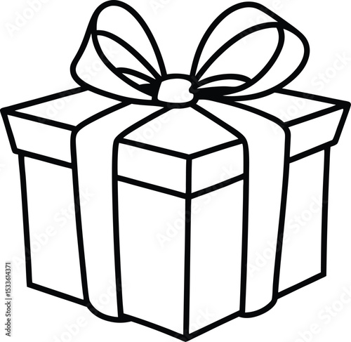 Beautifully Wrapped Present A Simple Line Art Gift Box Illustration