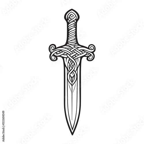 dagger silhouette, Collection of detailed illustrations of various dagger designs on a white background, Dagger silhouette, symbol of strength and heritage, 