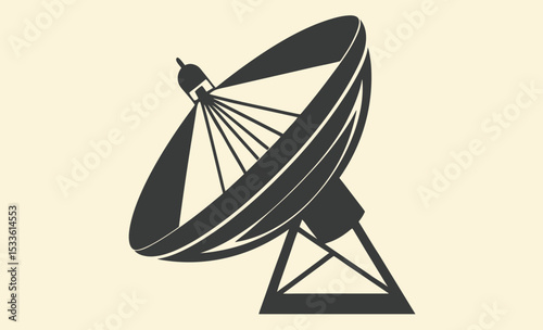 Satellite dish icon, antenna silhouette vector, communication equipment graphic, signal receiver symbol