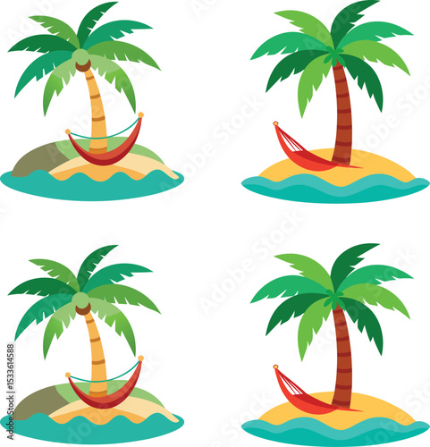 set of tropical island