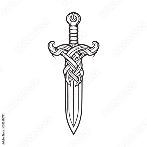 dagger silhouette, Collection of detailed illustrations of various dagger designs on a white background, Dagger silhouette, symbol of strength and heritage, 
