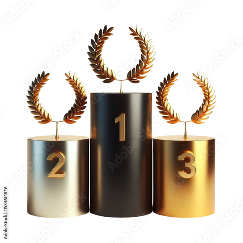 Gold silver bronze laurel wreath award winners podium