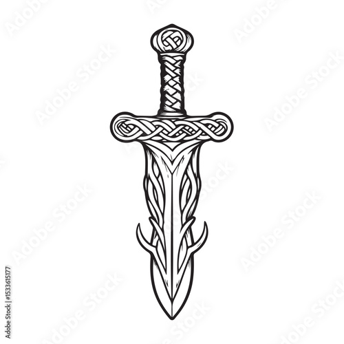 dagger silhouette, Collection of detailed illustrations of various dagger designs on a white background, Dagger silhouette, symbol of strength and heritage, 