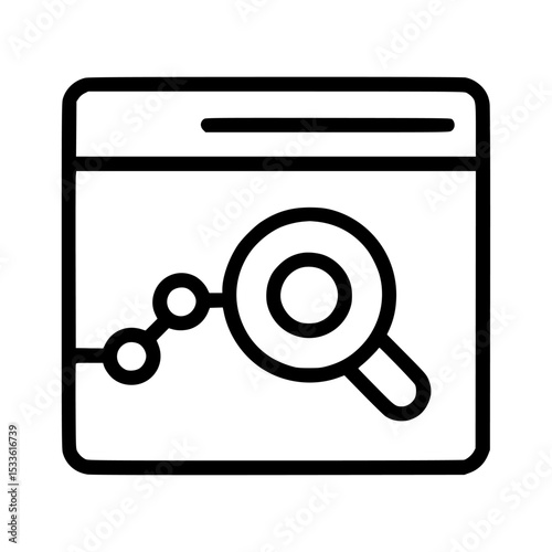 Website data analysis with magnifying glass and linked nodes.