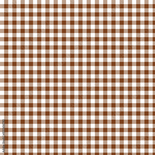 Brown and White Gingham Seamless Pattern, 
Rustic Chocolate Checkered Fabric Background