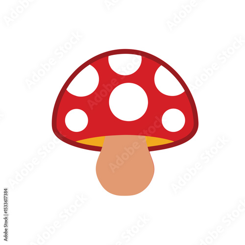 Minimal Mushroom Vector Icon on White Background