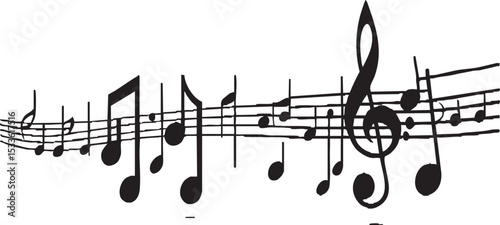 Dynamic Music Staff with Flowing Notes