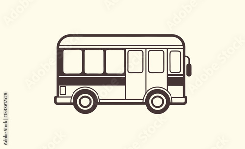 City bus silhouette, side view vehicle icon, public transport vector