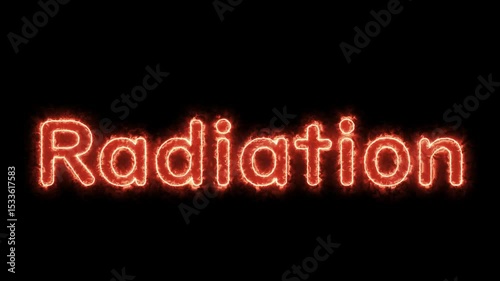 Radiation Text in Fiery Flame Animation on Black
