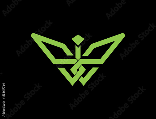 Abstract lime green butterfly graphic design