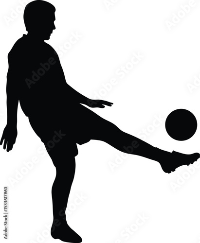 soccer player, kicking ball, silhouette illustration