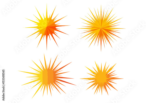 Starburst illustration with dynamic spikes in vibrant yellow-orange gradient, symbolizing excitement and energy