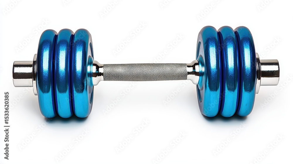 Fototapeta premium Blue Dumbbell Weights on White Background