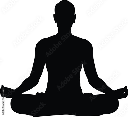  meditative posture, yoga pose silhouette, seated figure