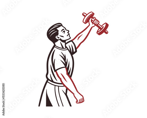 Flat Vector of Weightlifter Lifting Barbell | Minimal Fitness Illustration | Gym Workout Icon Design