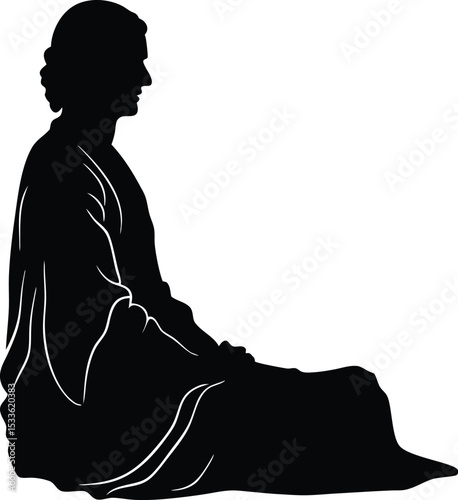  meditative posture, yoga pose silhouette, seated figure