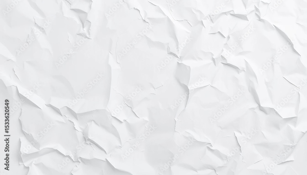 Naklejka premium Crumpled white paper texture, blank surface ideal for design, close up, announcement