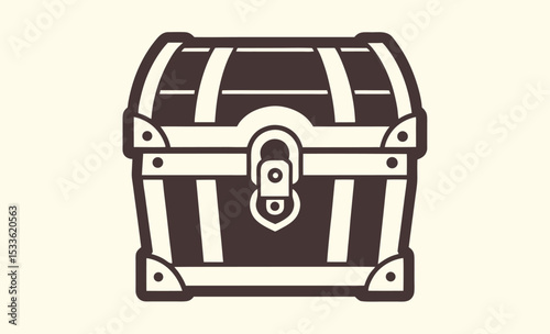 Treasure chest silhouette, wooden chest icon, pirate loot vector