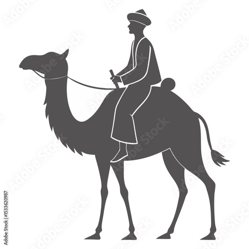 Man riding camel silhouette