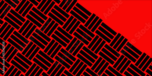 Black Weave Pattern Showing Repetition Useful as Background. Minimal line Seamless geometric pattern with shapes. Decoration and maze ornament square wall tile. black rattan weave texture background.