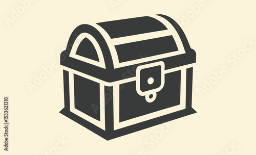 Treasure chest silhouette, wooden chest icon, pirate loot vector