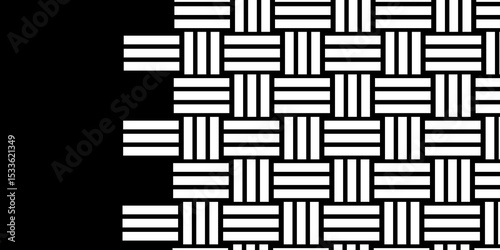 White Weave Pattern Showing Repetition Useful as Background. Minimal line Seamless geometric pattern with shapes. Decoration and maze ornament square wall tile. white rattan weave texture background.
