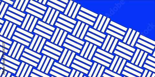 White Weave Pattern Showing Repetition Useful as Background. Minimal line Seamless geometric pattern with shapes. Decoration and maze ornament square wall tile. white rattan weave texture background.