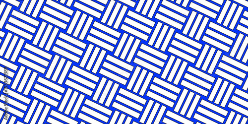 White Weave Pattern Showing Repetition Useful as Background. Minimal line Seamless geometric pattern with shapes. Decoration and maze ornament square wall tile. white rattan weave texture background.