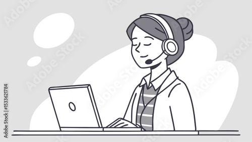 Customer Support Agent Providing Excellent Service with a Smile and Headset