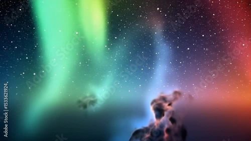 Magical Aurora and Cosmic Clouds Beneath a Starry Sky
