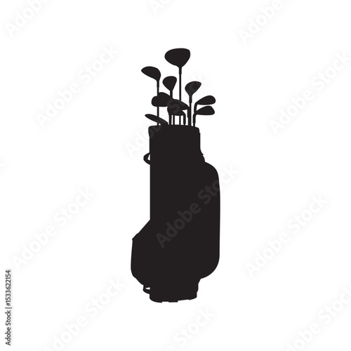 Silhouette of a Golf Bag with Clubs