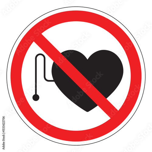 No Access for People with Active Implanted Cardiac Devices – Pacemaker Restriction Sign, Medical Safety Notice, Electromagnetic Hazard Warning, Health Compliance