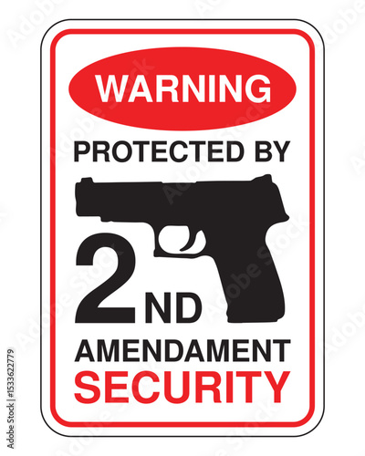 Warning Protected by 2nd Amendment Security Sign – Gun Rights Protection, Firearm Safety, Constitutional Defense, USA Law, Self-Defense Notice, Weapon Security