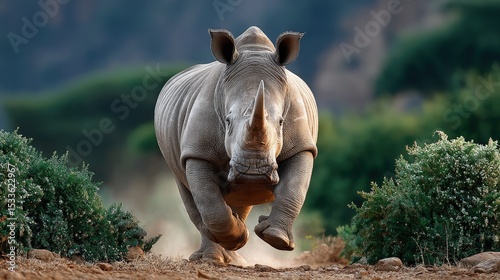 Powerful running rhino