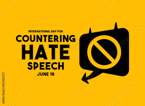 International Day for Countering Hate Speech. June 18. Yellow background.