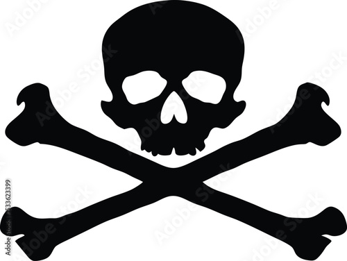 Skull and crossbones silhouette, Skull and crossbones icon in silhouette vector illustration