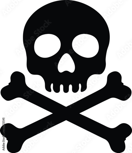 Skull and crossbones silhouette, Skull and crossbones icon in silhouette vector illustration